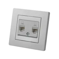 Розетка компьютерная двойная RJ45 серебр. металлик Сенеж