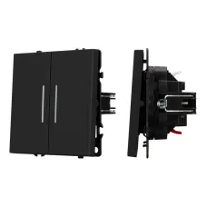 Механизм выключателя двухклавишный проходной LED SWT-NOBE-MKP2-SFPL-L-BK 230V, 10A, Чёрный, 1 пост