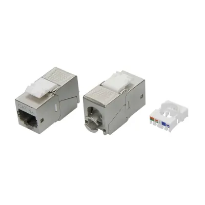 Модуль Кейстоун (Keystone) RJ45 CAT6A экранированный (STP)   180 градусов серебристый