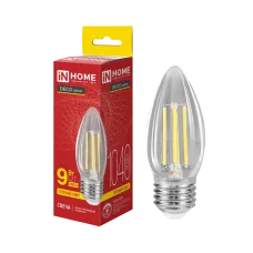 Лампа светодиодная LED-СВЕЧА-deco 9Вт 230В 230В Е27 3000К 1040Лм прозрачная IN HOME