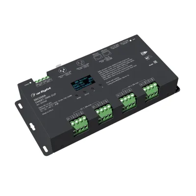 Декодер SMART-DMX-SUF 12-24V, 12x5A, XLR3, RJ45, IP20, металл, 5 лет
