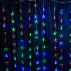 Гирлянда - занавес Звездочки 230V 100 LED 2*1м, мультиколор, IP20 , сетевой шнур 3м в комплекте, CL25