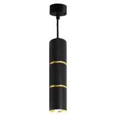 Светильник потолочный на подвесе R16 35W, 230V, GU10, чёрный, золото D55*H180 ML1868