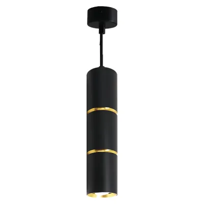 Светильник потолочный на подвесе R16 35W, 230V, GU10, чёрный, золото D55*H180 ML1868
