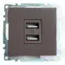 Розетка 2-местная USB (механизм), 250В, 2,1А, серия Катрин, GLS10-7115-04, шоколад