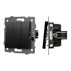 Механизм выключателя трехклавишный непроходной SWT-MK03-PL-BK-V 250V, 10A