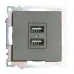 Розетка 2-местная USB (механизм), 250В, 2,1А, серия Катрин, графит, GLS10-7115-06 Розетка 2-местная USB (механизм), 250В, 2,1А, серия Катрин, графит, GLS10-7115-06