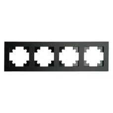 GFR00-7004-05М Рамка 4-местная, стекло, серия Катрин, черный матовый
