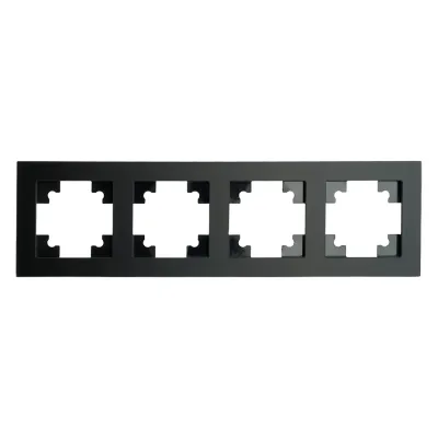 GFR00-7004-05М Рамка 4-местная, стекло, серия Катрин, черный матовый