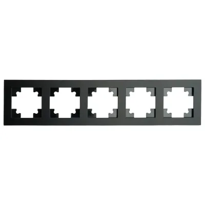 GFR00-7005-05М Рамка 5-местная, стекло, серия Катрин, черный матовый