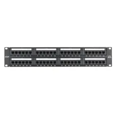 Коммутационная панель NETLAN 19'', 2U, 48 портов, Кат.5e (Класс D), 100МГц, RJ45/8P8C, 110/KRONE, T568A/B, неэкранированная, черная