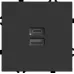 Розетка 2-местная USB + Type C (механизм), 250В, 20W, серия Эмили, RST10-5115-05, черный уголь, soft touch