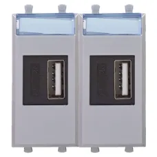 USB зарядное устройство модульное, Avanti, закаленная сталь, 2модуля, 2.1 А