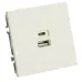 Розетка 2-местная USB + Type C (механизм), 250В, 20W, серия Эмили, RST10-5115-01, белый фарфор, soft touch