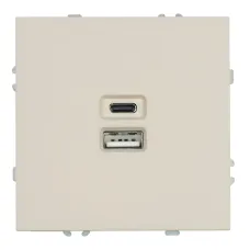 Розетка 2-местная USB + Type C (механизм), 250В, 20W, серия Эмили, RST10-5115-08, кашемир, soft touch