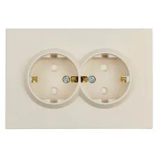 Розетка 2-местная с защитной шторкой с/з, 250В, 16А, серия Эмили, RST16-5114-08, кашемир, soft touch