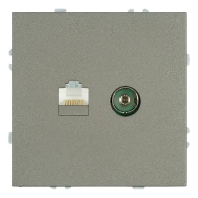 Розетка TV + компьютерная RJ-45 (механизм), серия Эмили, RST00-5106-09, антрацит, soft touch