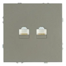 Розетка компьютерная 2-местная RJ-45 (механизм), серия Эмили, RST00-5111-09, антрацит, soft touch