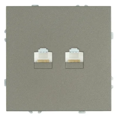 Розетка компьютерная 2-местная RJ-45 (механизм), серия Эмили, RST00-5111-09, антрацит, soft touch