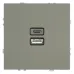Розетка 2-местная USB + Type C (механизм), 250В, 20W, серия Эмили, RST10-5115-09, антрацит, soft touch
