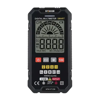 MTM HT125B Мультиметр цифровой, 4000 отсчетов, 2 батареи тип ААА 1,5В, автоматический, черный
