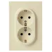 Розетка скрытого монтажа в рамку с заземлением двойная 2X2P+E Schuko 16А-250В IP20 слоновая кость 15-2104-02 Galaxy