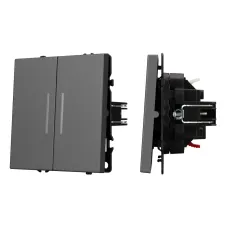 Механизм выключателя двухклавишный проходной LED SWT-NOBE-MKP2-SFPL-L-GR 230V, 10A, Серый, 1 пост