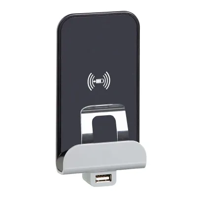 Беспроводное зарядное устройство Qi 5В с USB A 5В слоновая кость ETIKA