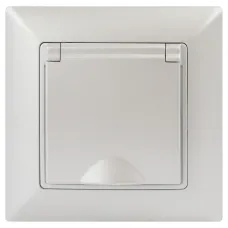 Розетка Intro Solo 4-203-06 с заземлением 2P+E Schuko с крышкой, 16А-250В, IP20, СУ, перламутр