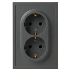 Розетка скрытого монтажа в рамку с заземлением двойная 2X2P+E Schuko 16А-250В IP20 графит 15-2104-06 Galaxy