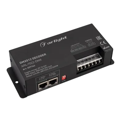 Декодер ARL-7022-DMX 12-24V, 3x8 A, DMX512, XLR3 ARL, IP20, металл, 2 года