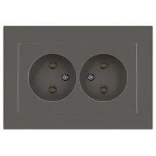 Розетка Intro Accent 6-204-09 2х2P, 16А-250В, IP20, СУ, AL/CU, титан
