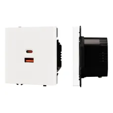 Механизм розетки с быстрой USB зарядкой SCT-NOBE-MUAC-SFPL-FC-WH, 65W, QC3, Белый