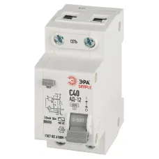 АВДТ 4,5кА ЭРА SIMPLE D12E2C40AC30 АД-12 электронное 1P+N С40 30мА тип АС