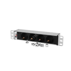 Блок розеток Rem-10 без шнура с инд., 4 Sсhuko, вход IEC 60320 C14, 10 A, алюм., 10'