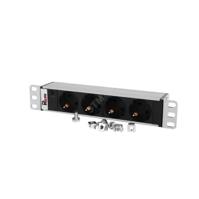 Блок розеток Rem-10 без шнура с инд., 4 Sсhuko, вход IEC 60320 C14, 10 A, алюм., 10'