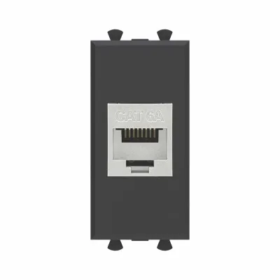 Avanti Компьютерная розетка RJ-45 без шторки      модульная кат.6А экранированная Черный матовый 1  модуль