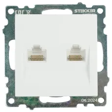 Розетка компьютерная 2-местная RJ-45 (механизм), серия Катрин, GLS00-7109-01, белый