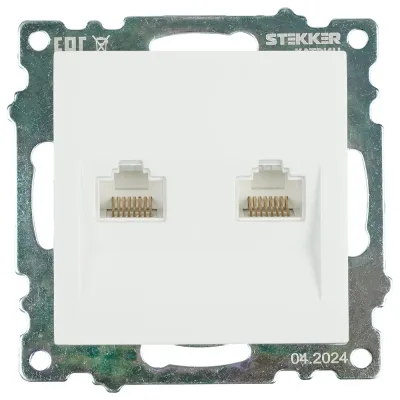 Розетка компьютерная 2-местная RJ-45 (механизм), серия Катрин, GLS00-7109-01, белый