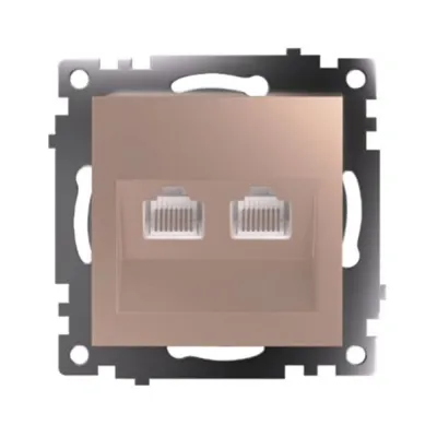 Розетка компьютерная 2-местная RJ-45 (механизм), серия Катрин, GLS00-7109-02, шампань