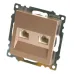Розетка компьютерная 2-местная RJ-45 (механизм), серия Катрин, GLS00-7109-02, шампань