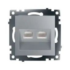 Розетка компьютерная 2-местная RJ-45 (механизм), серия Катрин, GLS00-7109-03, серебро