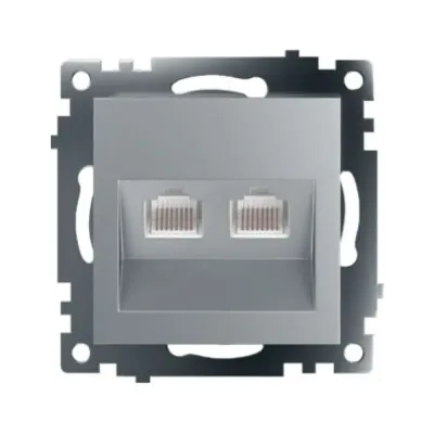 Розетка компьютерная 2-местная RJ-45 (механизм), серия Катрин, GLS00-7109-03, серебро