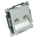 Розетка компьютерная 2-местная RJ-45 (механизм), серия Катрин, GLS00-7109-03, серебро