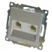 Розетка компьютерная 2-местная RJ-45 (механизм), серия Катрин, GLS00-7109-03, серебро
