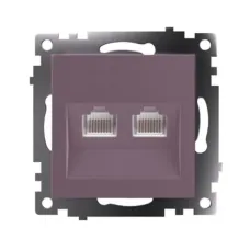 Розетка компьютерная 2-местная RJ-45 (механизм), серия Катрин, GLS00-7109-04, шоколад