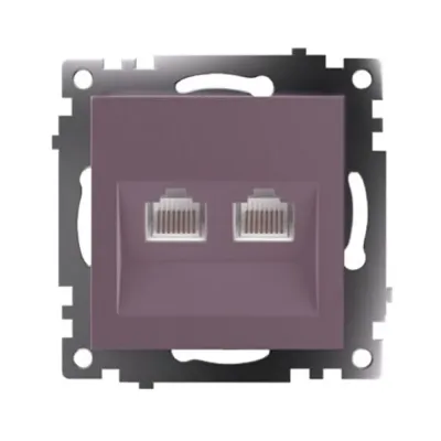 Розетка компьютерная 2-местная RJ-45 (механизм), серия Катрин, GLS00-7109-04, шоколад