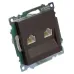 Розетка компьютерная 2-местная RJ-45 (механизм), серия Катрин, GLS00-7109-04, шоколад