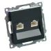 Розетка компьютерная 2-местная RJ-45 (механизм), серия Катрин, GLS00-7109-05, черный