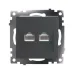 Розетка компьютерная 2-местная RJ-45 (механизм), серия Катрин, GLS00-7109-06, графит